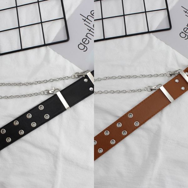 women's hip-hop wide outfit student outfit iron ring chain double row hole belt student decorative belt, Black;brown
women's hip-hop wide outfit student outfit iron ring chain double row hole belt student decorative belt, Black;brown