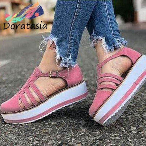 doratasia retro women round toe buckle wedges sewing shoes leisure sandals women solid round toe platform sandals, Black
doratasia retro women round toe buckle wedges sewing shoes leisure sandals women solid round toe platform sandals, Black