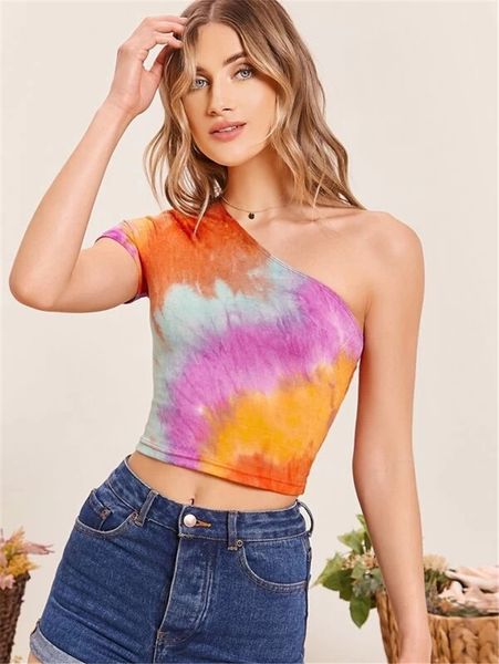 женщины tie окрашенная crop top sexy тощий одно плечо тонкий camis tee вскользь лета женщин одежда, White
женщины tie окрашенная crop top sexy тощий одно плечо тонкий camis tee вскользь лета женщин одежда, White