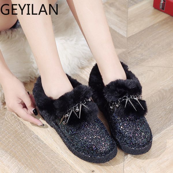 new popular fashion female winter ankle boots cow suede flat women metal decoration quality keep warm winter platform snow boots, Black
new popular fashion female winter ankle boots cow suede flat women metal decoration quality keep warm winter platform snow boots, Black