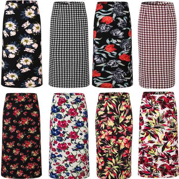 2019 women floral print pencil skirt female spring summer slim skirts basic high waist bodycon split knee length skirts, Black
2019 women floral print pencil skirt female spring summer slim skirts basic high waist bodycon split knee length skirts, Black
