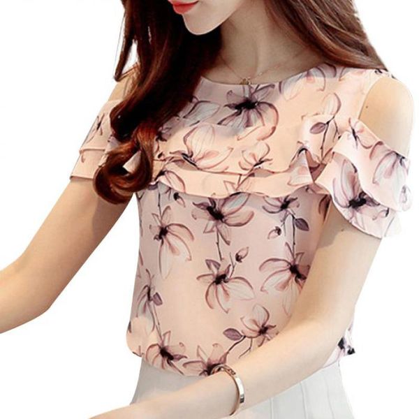 women off shoulder short sleeve blouses print floral chiffon shirts casual ladies clothing female blusas women, White
women off shoulder short sleeve blouses print floral chiffon shirts casual ladies clothing female blusas women, White