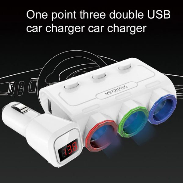 3 in1 dual usb car charger plastic digital display car supplies 120w cigarette lighter
3 in1 dual usb car charger plastic digital display car supplies 120w cigarette lighter