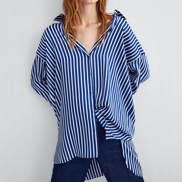 2019 new fashion women long chiffon striped blue shirts and blouses lady plus size turn-down collar elegant blouse, White
2019 new fashion women long chiffon striped blue shirts and blouses lady plus size turn-down collar elegant blouse, White