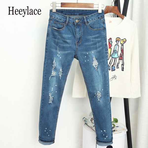 vintage jeans women pencil pants high waist jeans femme streetwear elastic plus size denim ripped hole women trousers, Blue
vintage jeans women pencil pants high waist jeans femme streetwear elastic plus size denim ripped hole women trousers, Blue