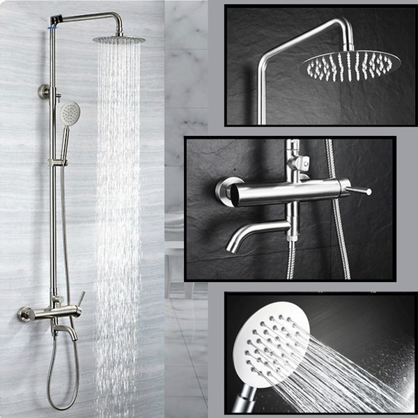 304 stainless steel bathroom rain shower set out wall mounted 8 inch bath shower faucet quality brushed simple design
304 stainless steel bathroom rain shower set out wall mounted 8 inch bath shower faucet quality brushed simple design