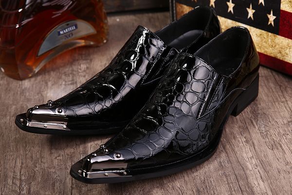 mens patent leather black shoes iron toe crocodile pattern leather shoes office footwear loafers for men
mens patent leather black shoes iron toe crocodile pattern leather shoes office footwear loafers for men