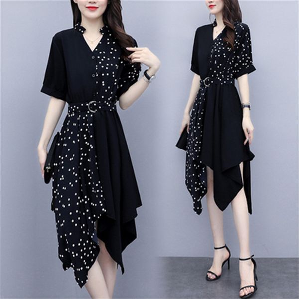 casual dresses chiffon dress 2021 temperament slim large size l-5xl irregular wave point stitching v-neck, Black;gray
casual dresses chiffon dress 2021 temperament slim large size l-5xl irregular wave point stitching v-neck, Black;gray