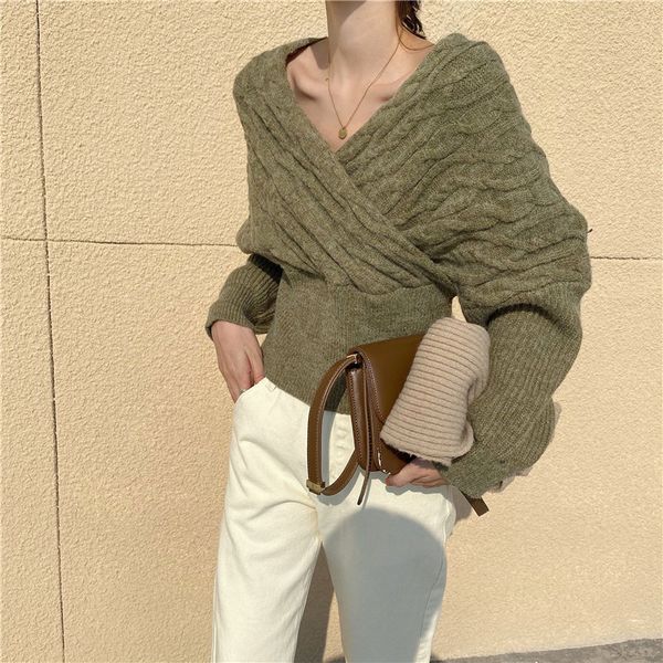 hzirip casual twisted v-neck autumn knitted basic all-match girls office lady women vintage pullovers slender sweaters, White;black
hzirip casual twisted v-neck autumn knitted basic all-match girls office lady women vintage pullovers slender sweaters, White;black
