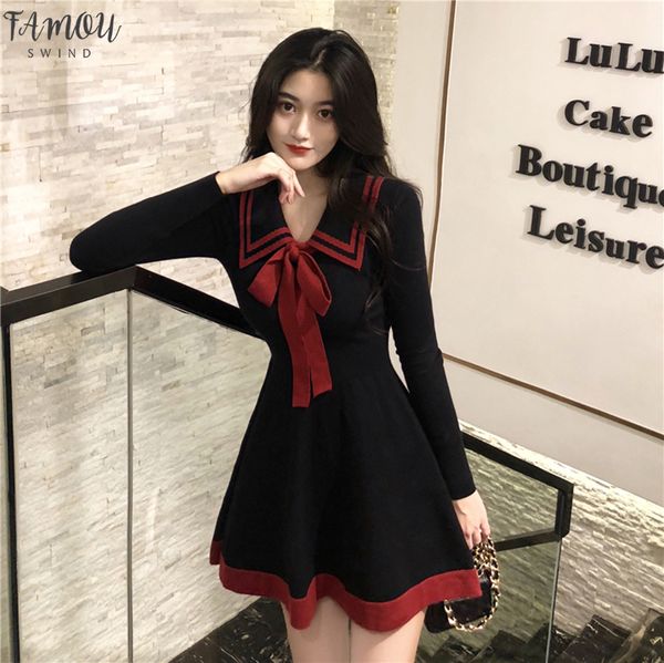 women spring and autumn dress bow new knitted dress temperament mini dress sweet long sleeve women gd243, Black;gray
women spring and autumn dress bow new knitted dress temperament mini dress sweet long sleeve women gd243, Black;gray