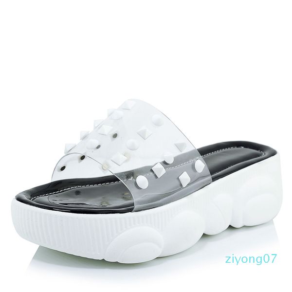 jk summer 2019 studded casual slippers women open toe footwear transparent pvc platform shoes slides girl mules shoes woman z07, Black
jk summer 2019 studded casual slippers women open toe footwear transparent pvc platform shoes slides girl mules shoes woman z07, Black