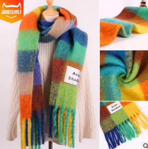 new winter scarf 2019 extended color matching scarf shawl collar rainbow grid style, Blue;gray
new winter scarf 2019 extended color matching scarf shawl collar rainbow grid style, Blue;gray