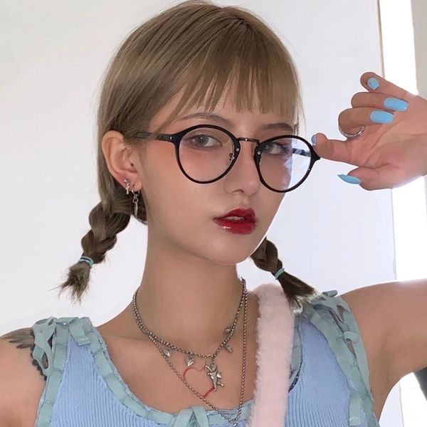 harajuku black small myopia round frame glasses female campus style cute small face plain myopia glasses frame, Silver
harajuku black small myopia round frame glasses female campus style cute small face plain myopia glasses frame, Silver