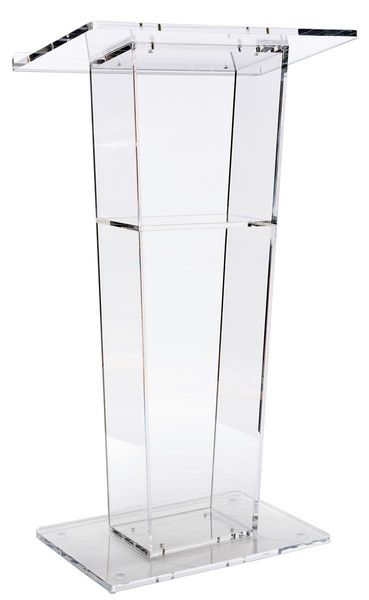 lectern podium, clear acrylic, 47 inch tall with inner shelf, rubber feet, 24x 15.8 inch surface
lectern podium, clear acrylic, 47 inch tall with inner shelf, rubber feet, 24x 15.8 inch surface