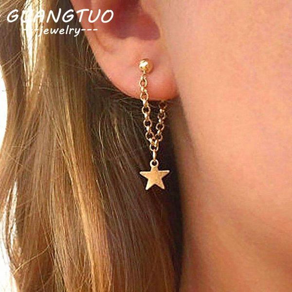 fashion simple personality pentagram star back hanging drop earrings korean metal chain dangle brincos women's jewelry eb130, Silver
fashion simple personality pentagram star back hanging drop earrings korean metal chain dangle brincos women's jewelry eb130, Silver