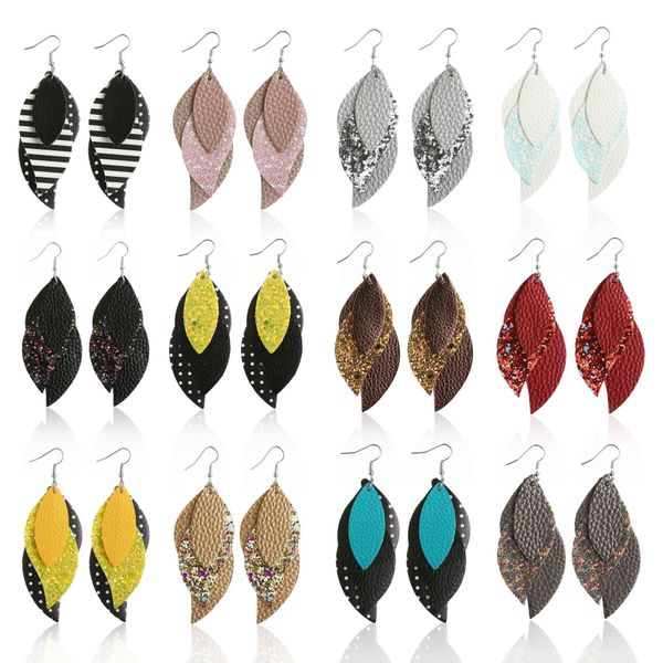 1299 fashion jewelry sequins multi layer pu leather earrings colorful faux leather dangle earrings, Silver
1299 fashion jewelry sequins multi layer pu leather earrings colorful faux leather dangle earrings, Silver