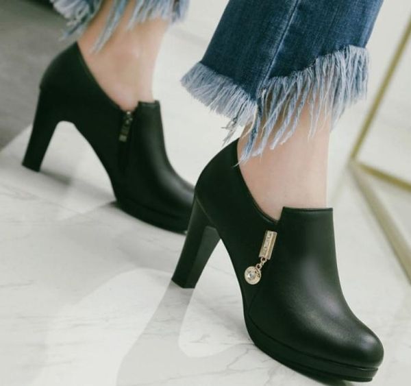 send 2018 spring and autumn new style high-heel coarse heel round head women's shoes, Black 
send 2018 spring and autumn new style high-heel coarse heel round head women's shoes, Black