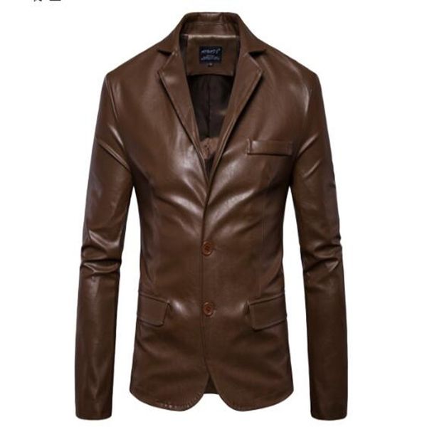 men's autumn winter new quality leather jacket men's pure color leather jacket lapel long sleeve casual coat, Black
men's autumn winter new quality leather jacket men's pure color leather jacket lapel long sleeve casual coat, Black