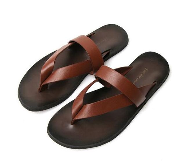 outside men's slippers flat with beach fashion genuine leather summer flip flops sewing solid men shoes, Black
outside men's slippers flat with beach fashion genuine leather summer flip flops sewing solid men shoes, Black