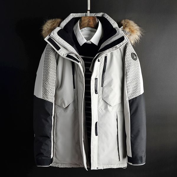2019 winter new men's white down jacket fashion casual hooded thick warm long coat fur collar jacket duck down overcoat, Black
2019 winter new men's white down jacket fashion casual hooded thick warm long coat fur collar jacket duck down overcoat, Black