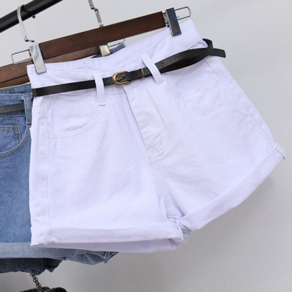 women's shorts 2021 summer high waist denim solid color a-line without belt short women arrival clothing, White;black
women's shorts 2021 summer high waist denim solid color a-line without belt short women arrival clothing, White;black