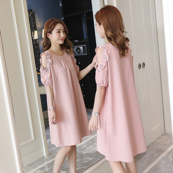 pregnant woman summer new dress shoulder lace pink yellow dew shoulder comfortable mom dress plus size, White
pregnant woman summer new dress shoulder lace pink yellow dew shoulder comfortable mom dress plus size, White