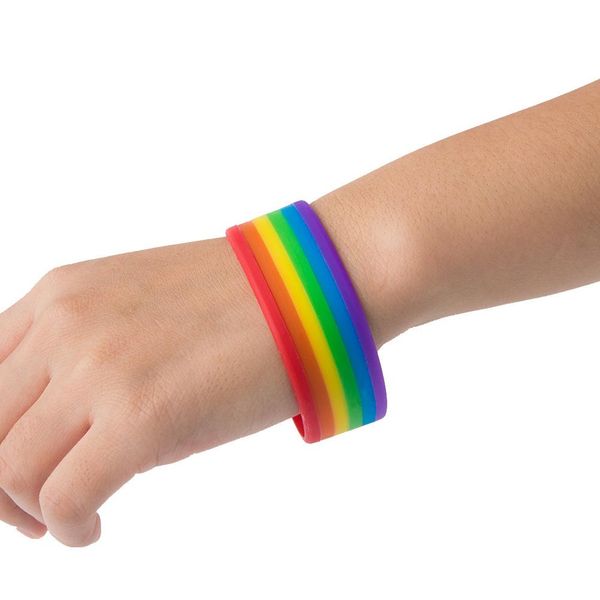 simple men's women's rainbow band silicone gay lesbian wristband bracelet bangle, Golden;silver
simple men's women's rainbow band silicone gay lesbian wristband bracelet bangle, Golden;silver