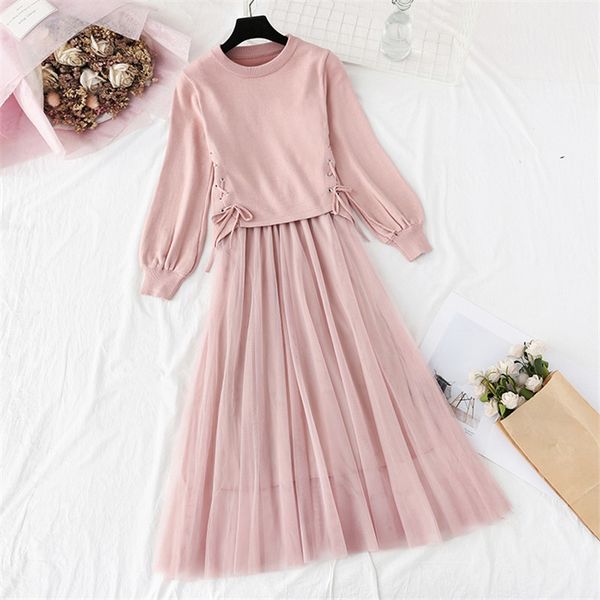 two piece dress 2021 spring women two-piece set casual long sleeve pullover knit sweater +mesh sling dresses elegant office vestidos, White
two piece dress 2021 spring women two-piece set casual long sleeve pullover knit sweater +mesh sling dresses elegant office vestidos, White