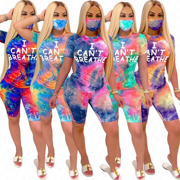 women tracksuit i can't breathe letters short sleeves t shirt shorts face mask suit outfits tie-dye gradient sports suit d62916, Gray
women tracksuit i can't breathe letters short sleeves t shirt shorts face mask suit outfits tie-dye gradient sports suit d62916, Gray