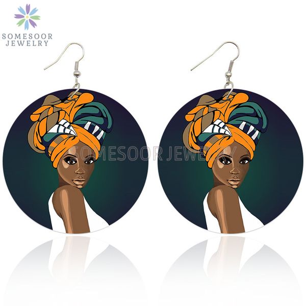 somesoor african ethnic fabric headwrap arts wooden dangle earrings both sides printed wood drop loops for black women gifts, Silver 
somesoor african ethnic fabric headwrap arts wooden dangle earrings both sides printed wood drop loops for black women gifts, Silver