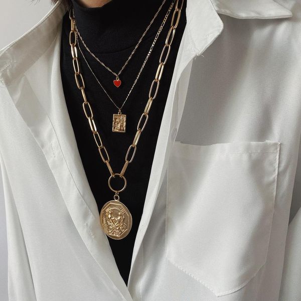 bohemian big portrait coin pendant choker necklace for women punk curb cuban vintage love heart chain necklace jewelry, Silver
bohemian big portrait coin pendant choker necklace for women punk curb cuban vintage love heart chain necklace jewelry, Silver