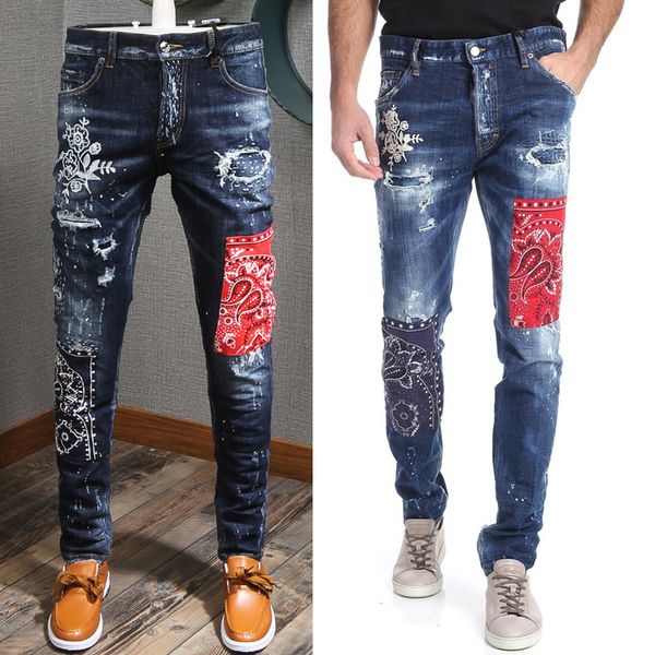 patchwork jeans cool guy man italy designer floral patch painted distressed fading slim fit blue denim pants
patchwork jeans cool guy man italy designer floral patch painted distressed fading slim fit blue denim pants