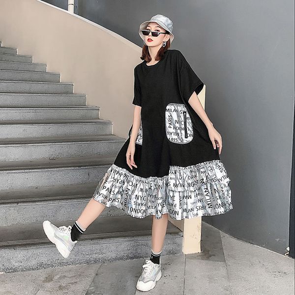 loose plus size loose dress fashion print letter pleated pullover small fresh casual style 2020 spring minority dress zll5015, Black;gray
loose plus size loose dress fashion print letter pleated pullover small fresh casual style 2020 spring minority dress zll5015, Black;gray