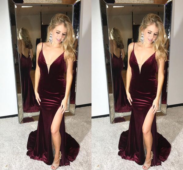 simple wine red deep v neck pageant prom dresses with spaghetti straps velvet side slit long evening formal gown dress, White;red
simple wine red deep v neck pageant prom dresses with spaghetti straps velvet side slit long evening formal gown dress, White;red