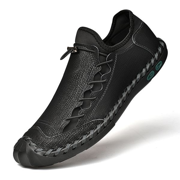men shoes genuine leather casual shoes for summer autumn plus size dd312, Black