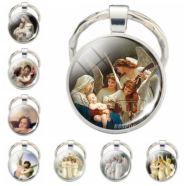 virgin and angels glass keychain virgin mary glass cabochon pendant angels metal key chain fashion jewelry for men women gift, Silver
virgin and angels glass keychain virgin mary glass cabochon pendant angels metal key chain fashion jewelry for men women gift, Silver