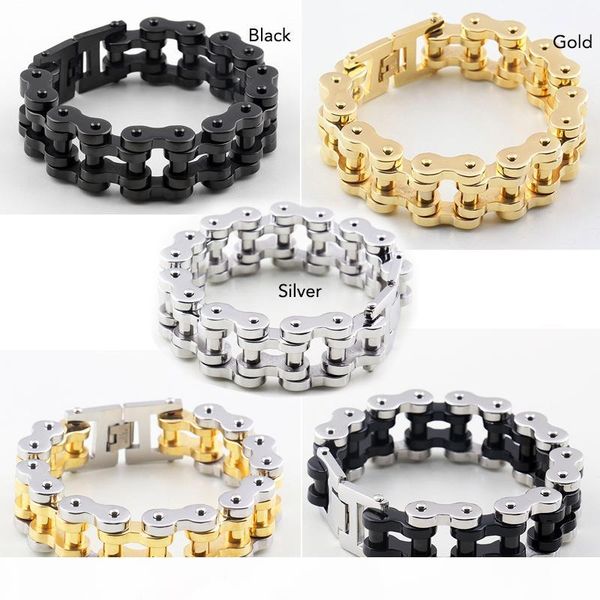 men heavy sturdy bike chain motorcycle chain bracelet of stainless steel, silver & gold , black , silver,silver & gold,gold high polished
men heavy sturdy bike chain motorcycle chain bracelet of stainless steel, silver & gold , black , silver,silver & gold,gold high polished