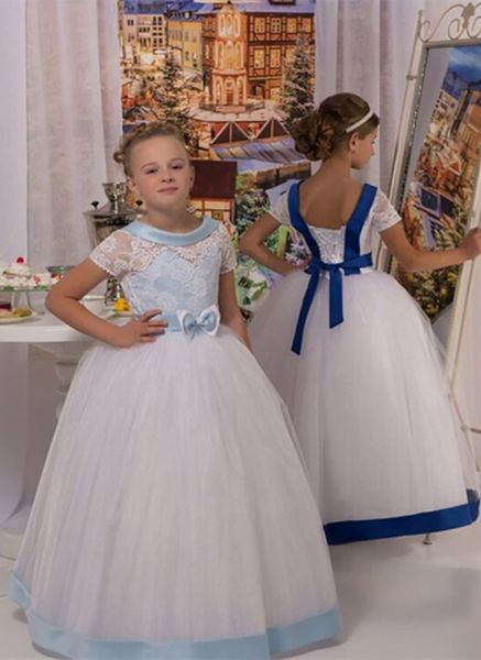 blue elegant flower girl dress princess dresses for lace short sleeve appliques ribbons handmade flower first communion dresses, White;blue
blue elegant flower girl dress princess dresses for lace short sleeve appliques ribbons handmade flower first communion dresses, White;blue