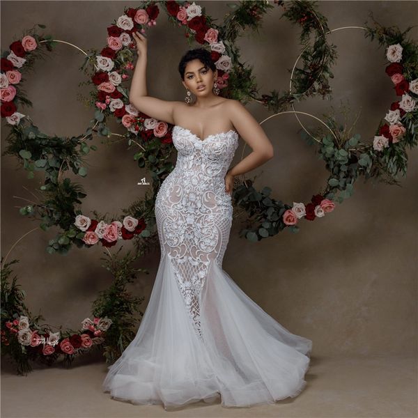 black girl elegant sweetheart lace appliqued wedding dresses luxury strapless open back plus size sweep train bridal gown custom made, White
black girl elegant sweetheart lace appliqued wedding dresses luxury strapless open back plus size sweep train bridal gown custom made, White