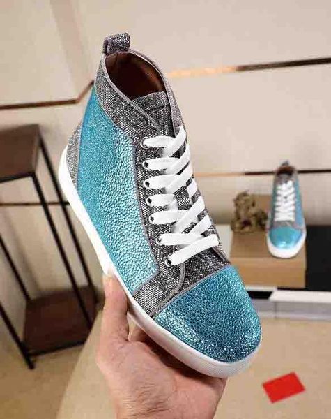 with box,dust bag) red bottom sneakers rhinestone strass shoes high sneakers red sole women men flats fashion casual shoes t05, Black
with box,dust bag) red bottom sneakers rhinestone strass shoes high sneakers red sole women men flats fashion casual shoes t05, Black