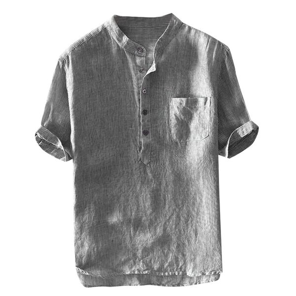 2019 summer shirts men 100% pure cotton linen shorts sleeve striped pullover slim fit stand collar brand clothing cd019518, White;black
2019 summer shirts men 100% pure cotton linen shorts sleeve striped pullover slim fit stand collar brand clothing cd019518, White;black