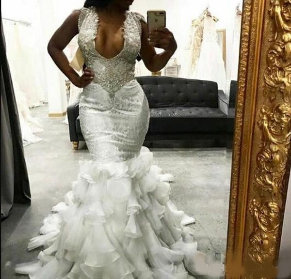 luxury beaded wedding dresses open neckline cap sleeves mermaid bridal gowns ruffles organza skirts 2020 new wedding dress, White
luxury beaded wedding dresses open neckline cap sleeves mermaid bridal gowns ruffles organza skirts 2020 new wedding dress, White