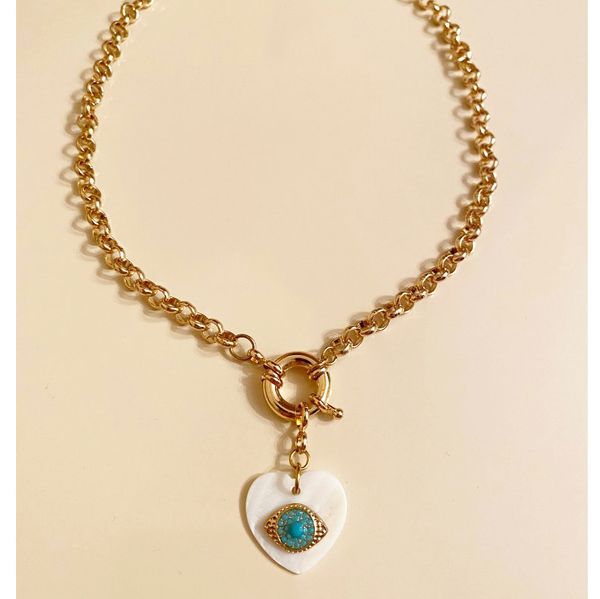 bohemian 2020 new fashion ladies chic gold chain chunky heart pendant evil eye charm women necklaces jewelry accessories, Silver
bohemian 2020 new fashion ladies chic gold chain chunky heart pendant evil eye charm women necklaces jewelry accessories, Silver