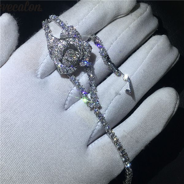 vecalon flower bracelet pave setting diamond white gold filled engagement wedding bracelets for women party jewelry, Black
vecalon flower bracelet pave setting diamond white gold filled engagement wedding bracelets for women party jewelry, Black