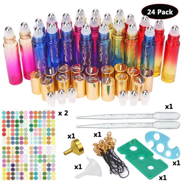 24pack 10ml essential oil roller bottles stainless steel roller balls golden hanging cap 2 dropper,2 funnel 6 extra ball
24pack 10ml essential oil roller bottles stainless steel roller balls golden hanging cap 2 dropper,2 funnel 6 extra ball