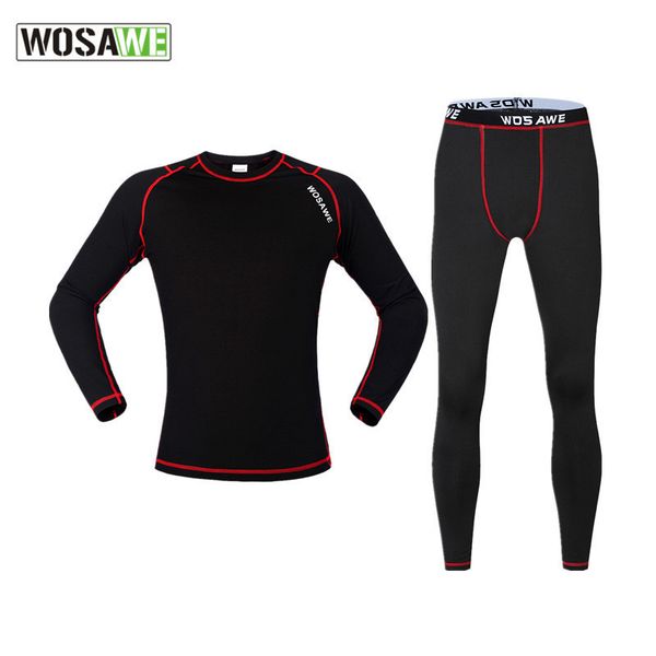 Wosawe A Mountain Country Vehicle Bicycle Cycling Wear Long Sleeve Jacket Trousers Catch Down Keep Warm Motion Underwear Suit