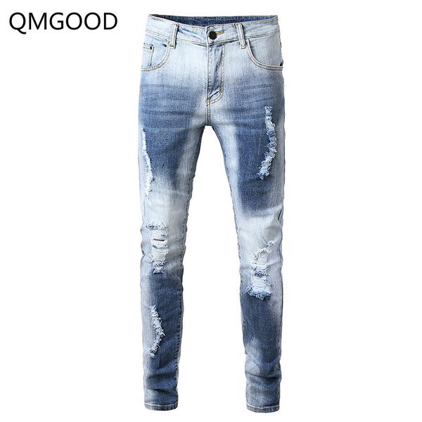qmgood fashion mens slim fit denim ripped jeans for men casual straight mens jeans brand classical pants streetwear, Blue
qmgood fashion mens slim fit denim ripped jeans for men casual straight mens jeans brand classical pants streetwear, Blue
