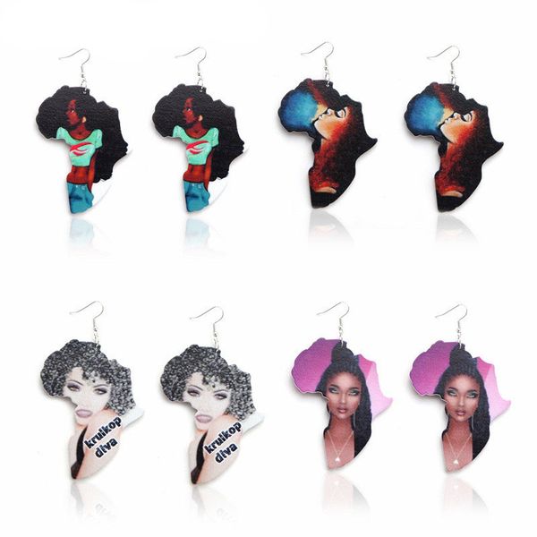fashion wooden african map earrings dangle printing african female heads pattern wood eardrop ear hook pendant women designer jewelry gift, Silver 
fashion wooden african map earrings dangle printing african female heads pattern wood eardrop ear hook pendant women designer jewelry gift, Silver