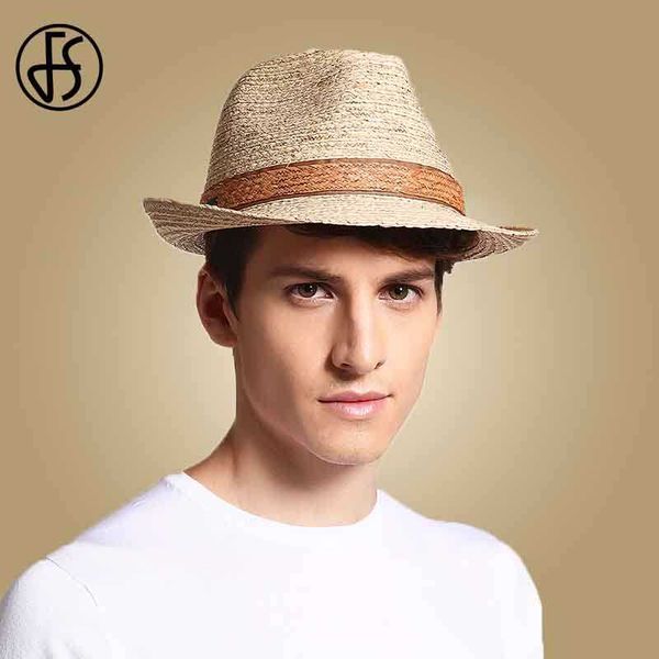 

fs raffia straw fedora hat for men jazz panama summer sun hats wide brim male women beach gentleman visor cap trilby hat, Blue;gray
