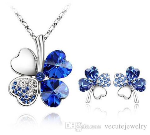 18k white gold plated austrian crystal clover necklace earrings jewelry sets for women made with swarovski elements wedding jewelry sets, Silver
18k white gold plated austrian crystal clover necklace earrings jewelry sets for women made with swarovski elements wedding jewelry sets, Silver